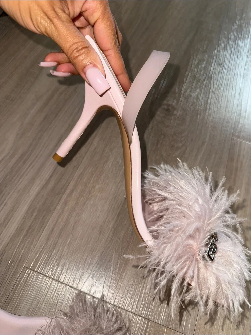 Givenchy mauve Feather Strap Square-Toe Heels